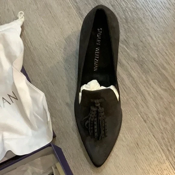 NWT Stuart Weitzman Size 7 “Broom” Slate Suede Shoes - BRAND NEW WITH BOX! - Picture 8 of 9